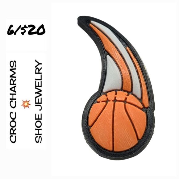 6/$20 Basketball 🏀 Flaming Croc Charm Shoe Jewelry Sports Ball Jibbitz Bogg Bag - Picture 1 of 2